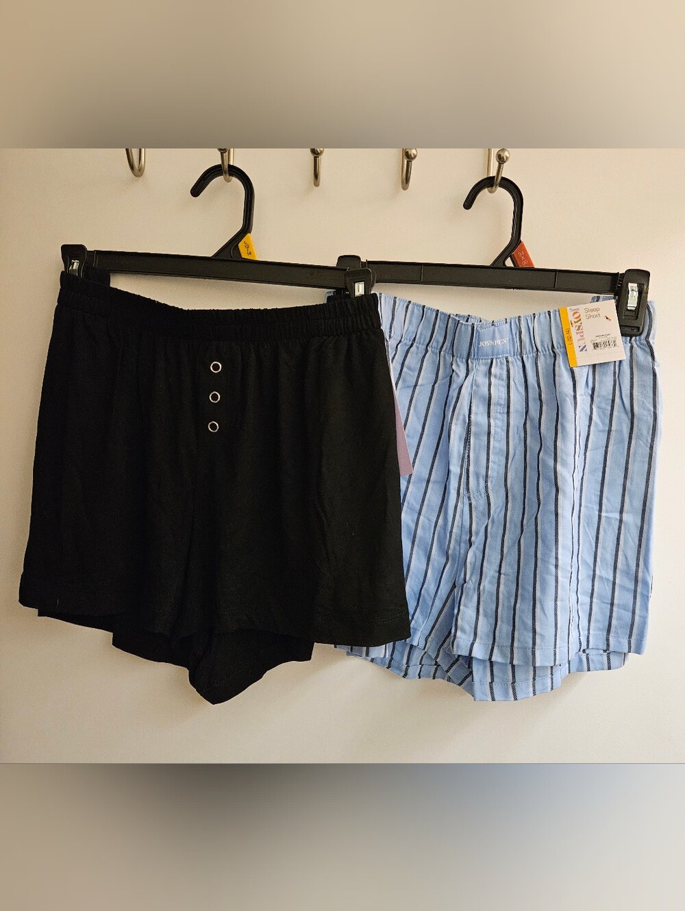 Joyspun Womens Sleep Pajama Shorts Lot of 2 NWT Size L Large Black & Blue Stripe